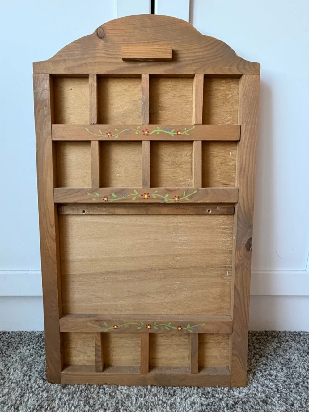 Wooden Trinket Shelf with Handpainted Floral Accents